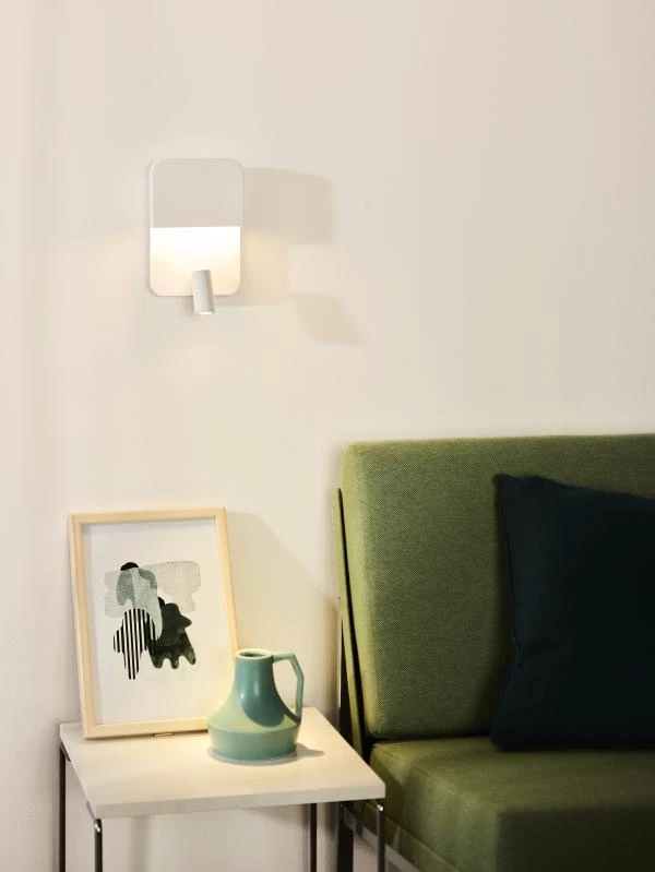 Lucide BOXER - Bedside lamp / Wall light - LED - 3000K - With USB charging point - White - atmosphere 1